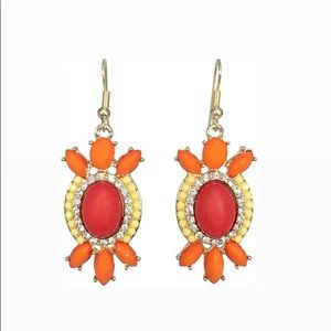 Summer Earrings. Multi Color Resin & Rhinestones Designer Drop Dangle Earrings